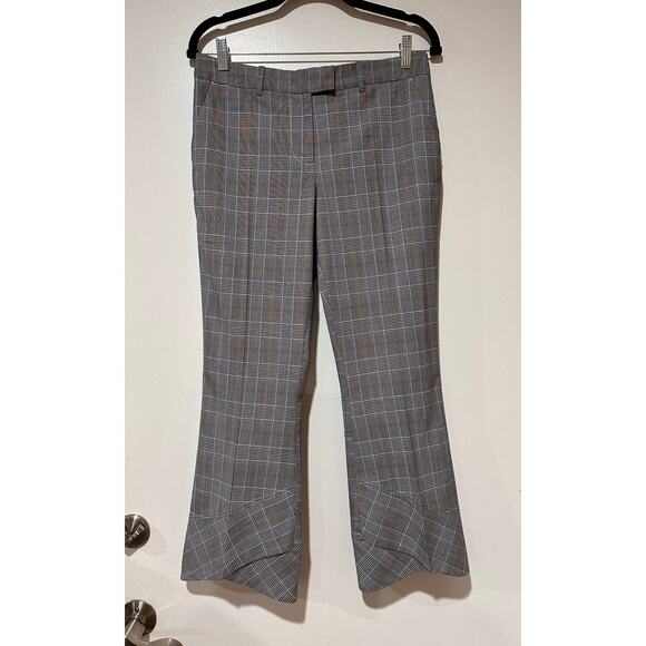 Robert Rodriguez Plaid Crop Flare-Hem Tailored Trousers Size 4 Mid Rise Dressy - Picture 2 of 15